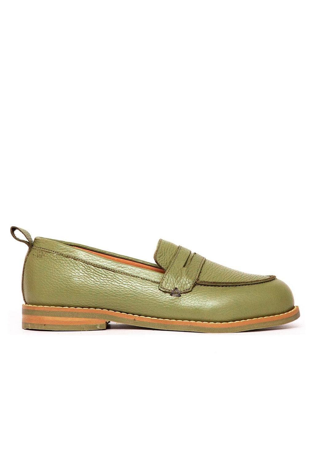 Mocasín Mujer De Cuero Coligue Verde C16-0