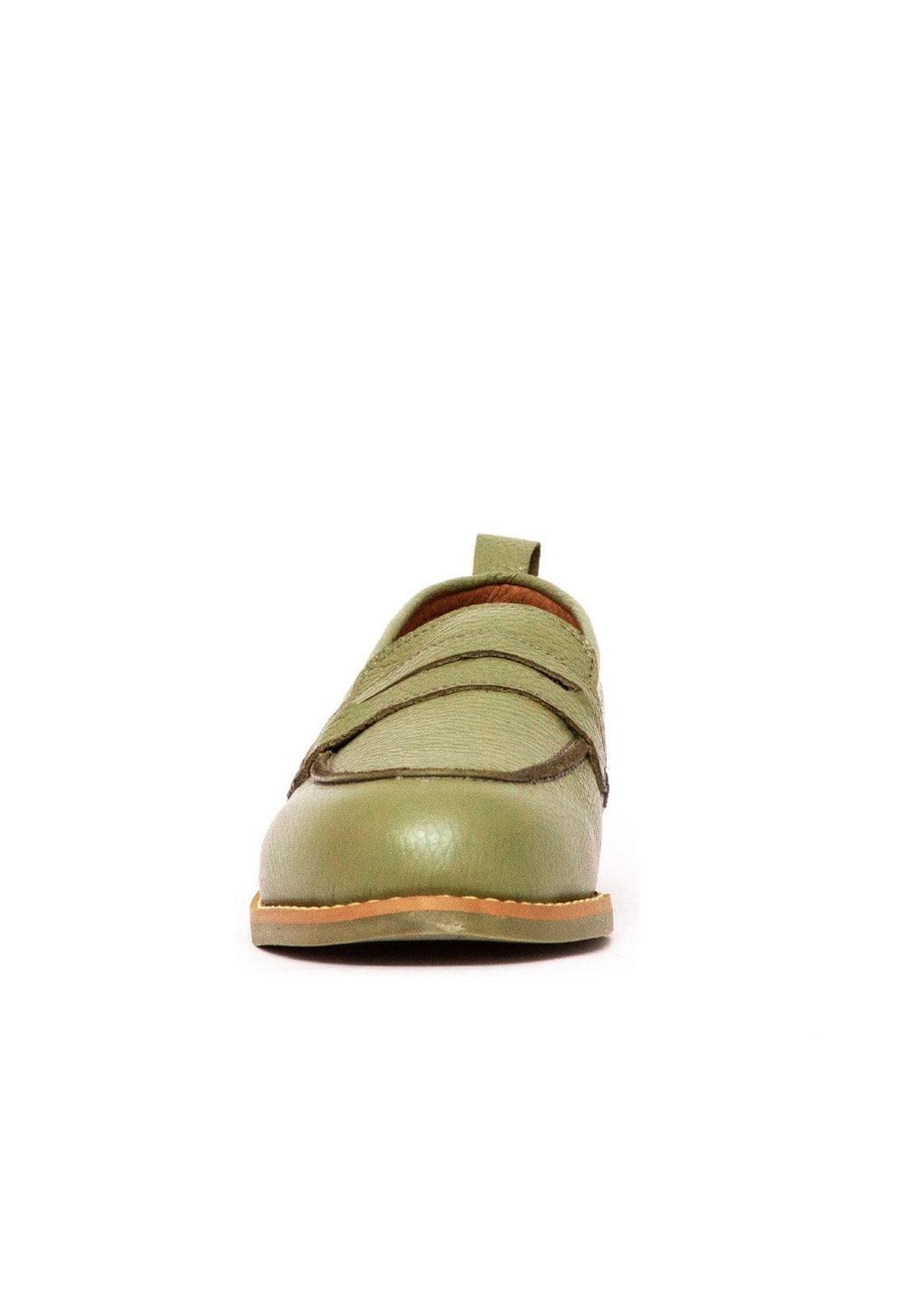 Mocasín Mujer De Cuero Coligue Verde C16-3