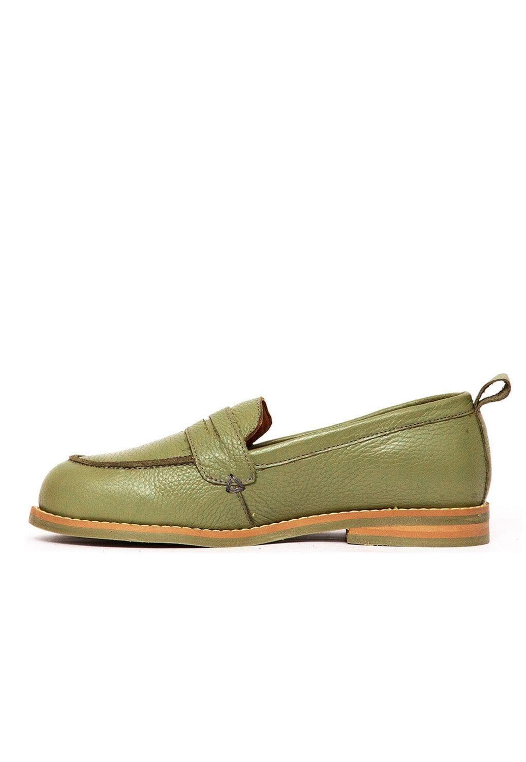 Mocasín Mujer De Cuero Coligue Verde C16-2