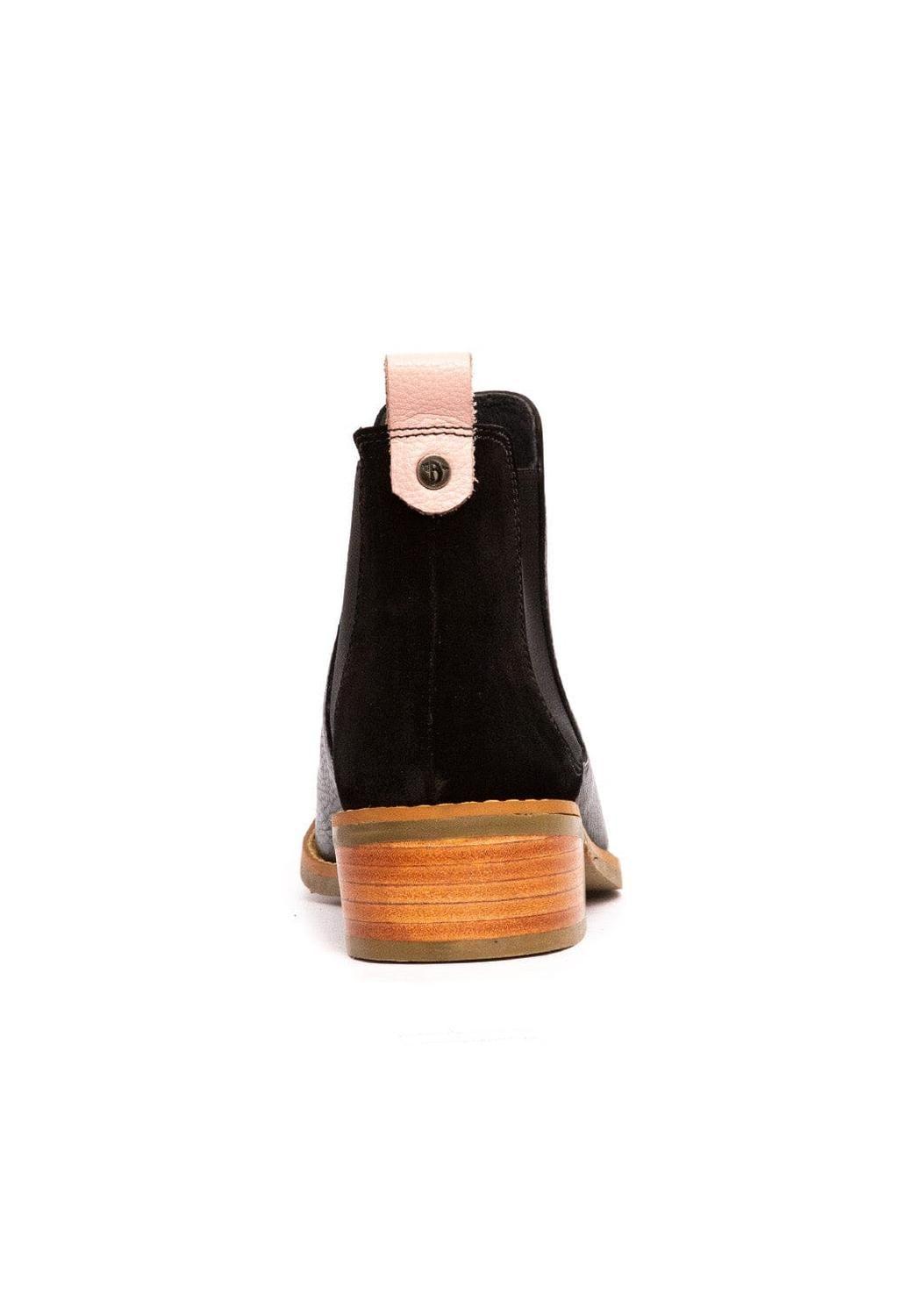 Botin Mujer De Cuero Tina Negro C1-4
