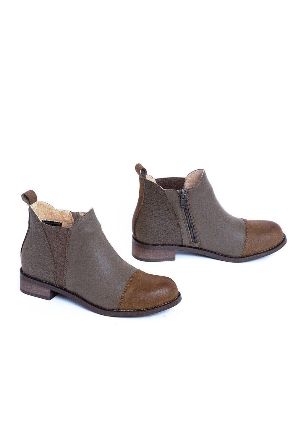 Botines Mujer De Cuero Verdecillo Taupe C19-5
