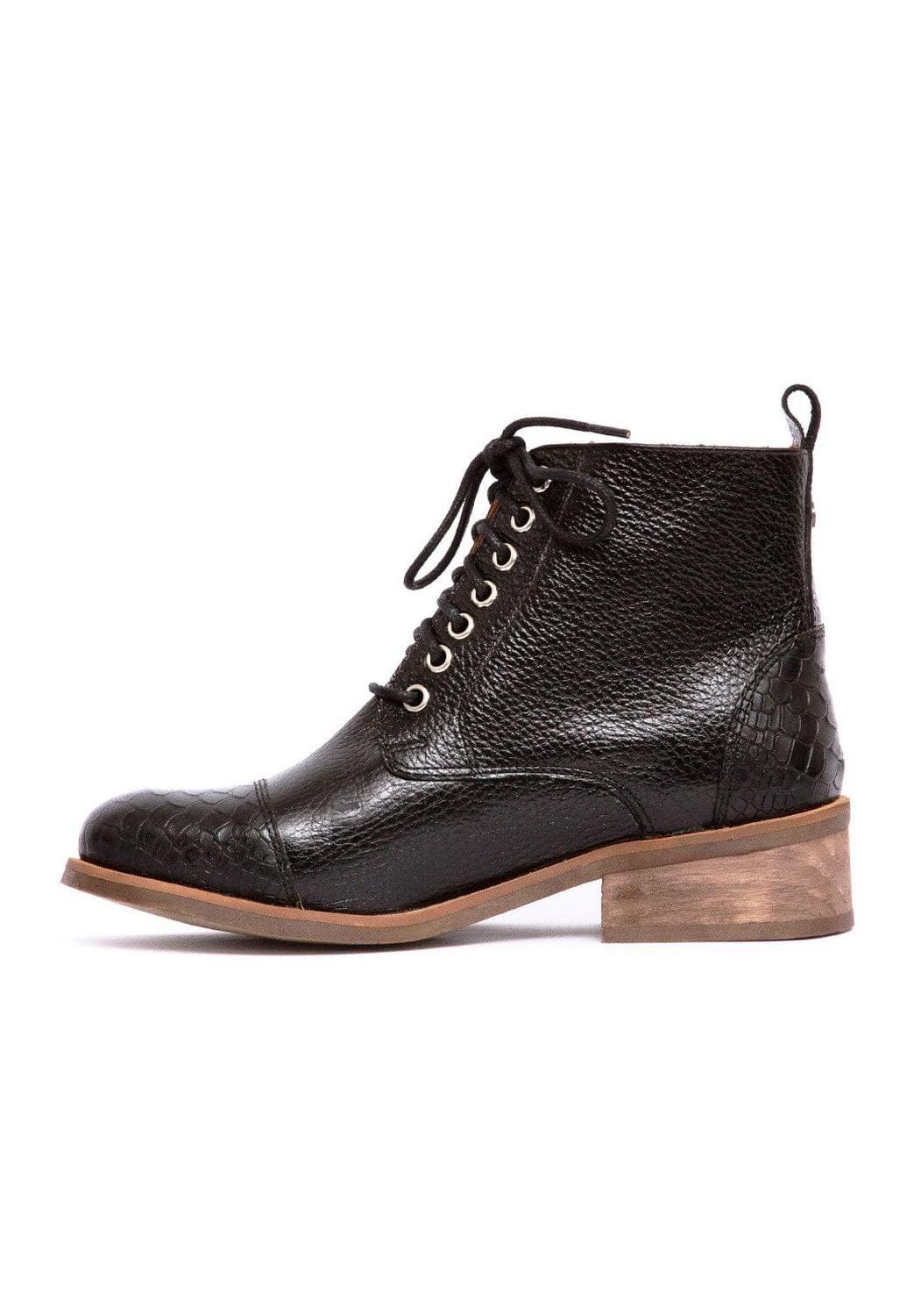 Botin Mujer De Cuero Aretha Negro C1-3