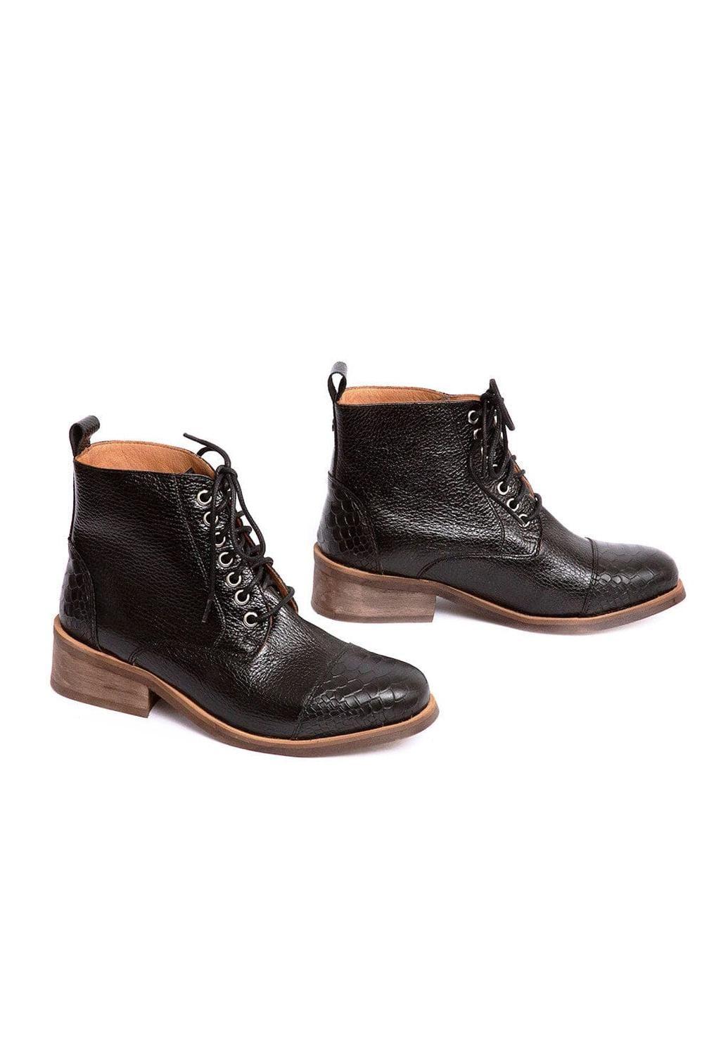 Botin Mujer De Cuero Aretha Negro C1-5