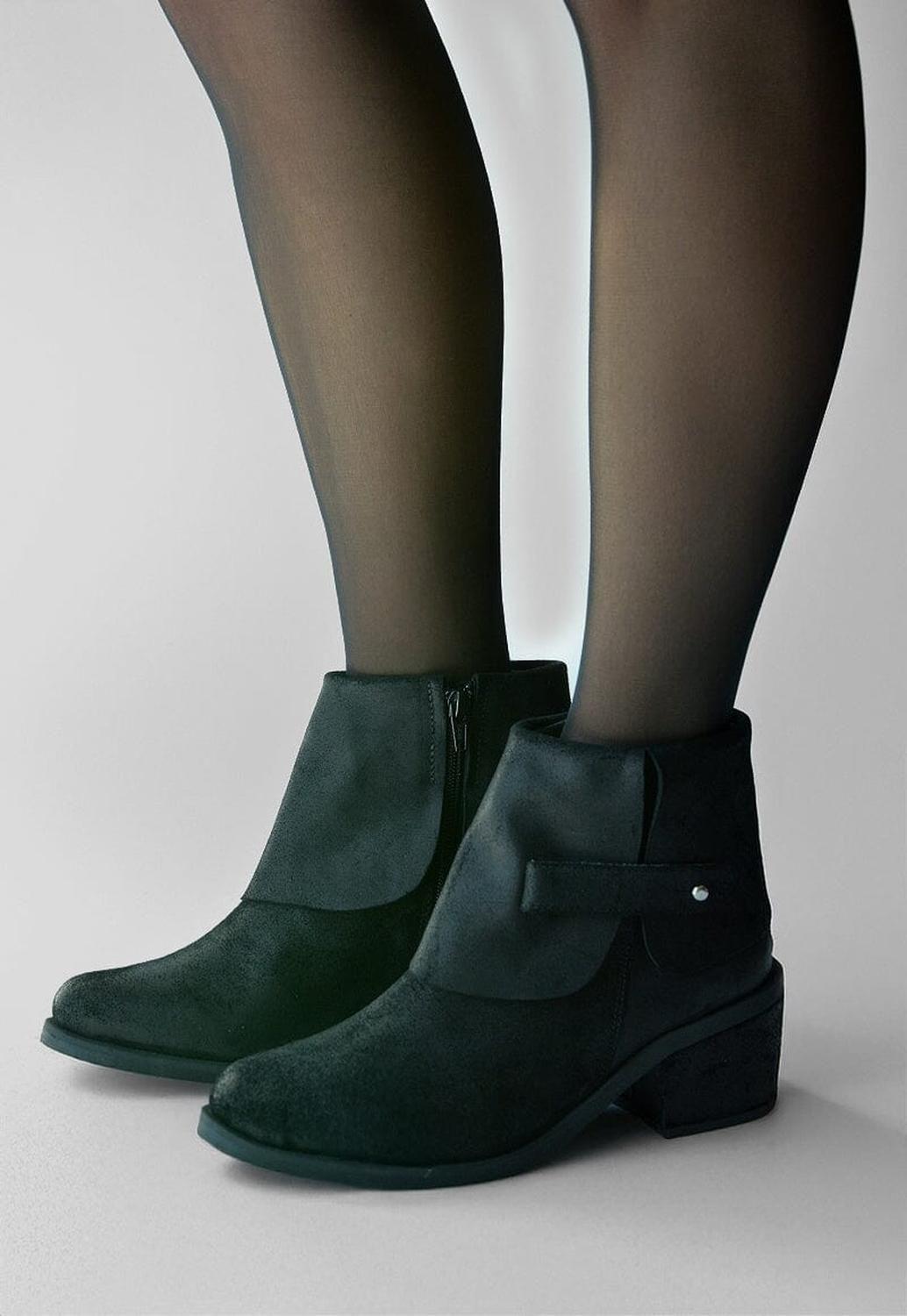 Botin Mujer De Cuero Nadia Negro C1-6