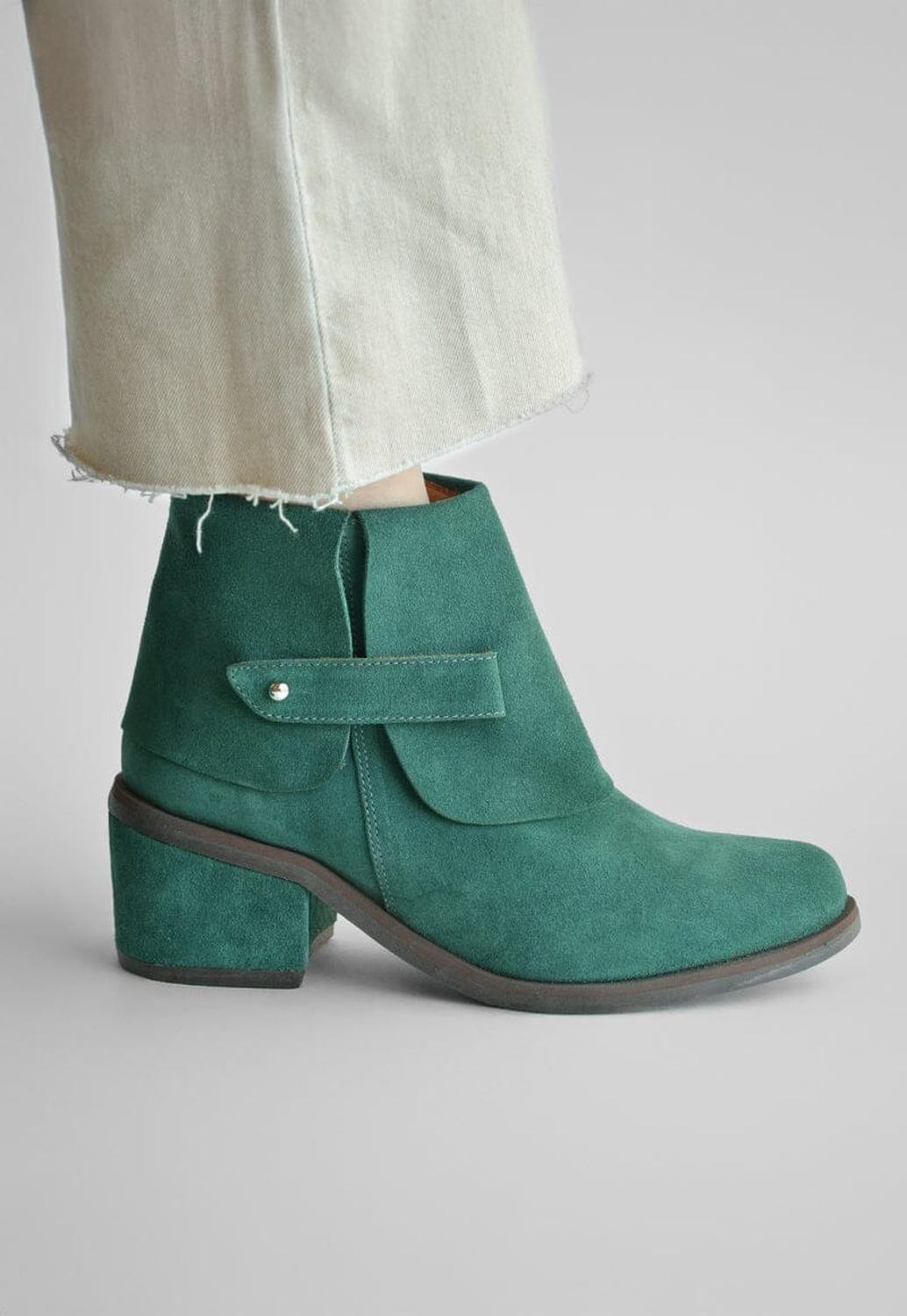 Botin Mujer De Cuero Nadia Verde C3-6