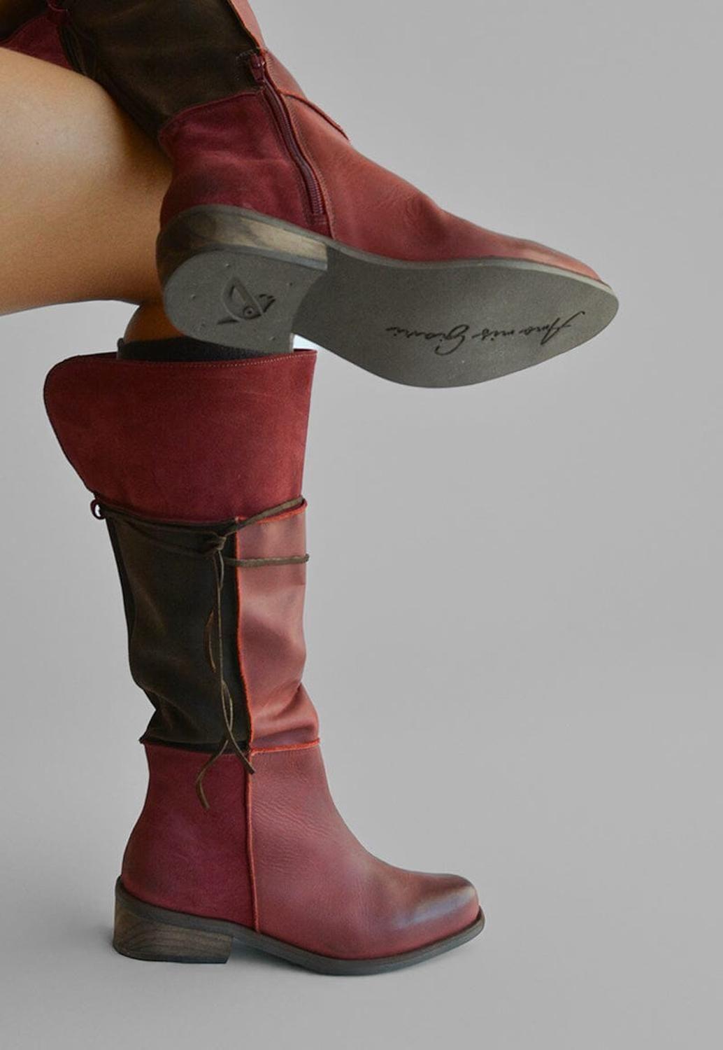 Bota Mujer De Cuero Jade Burdeo C5-0