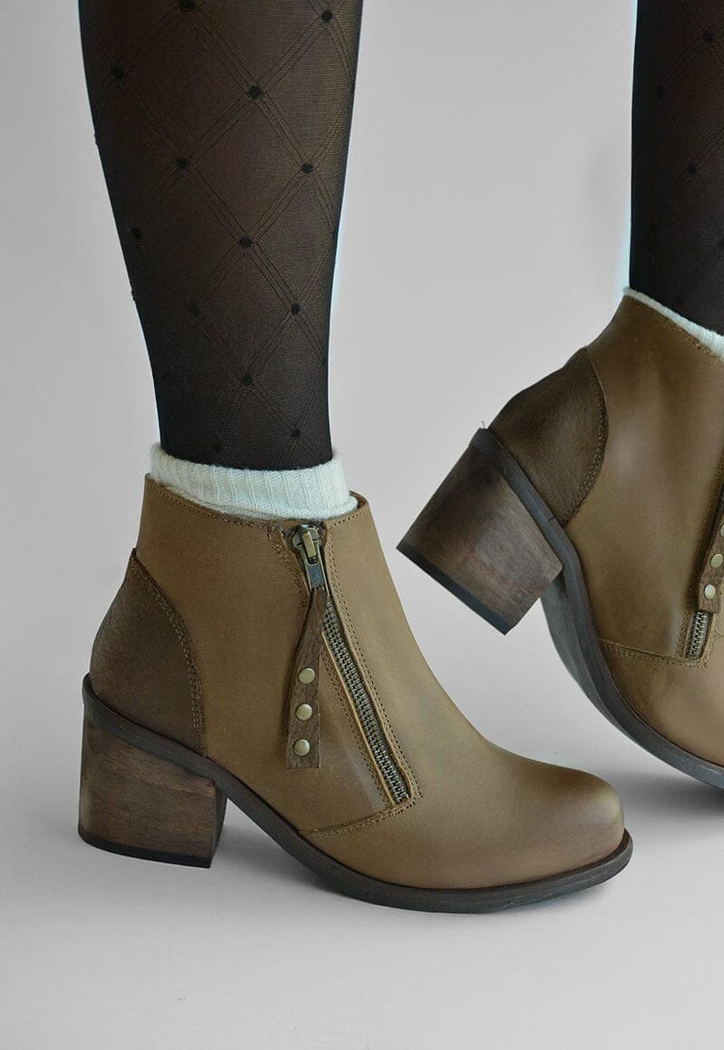 Botin Mujer De Cuero Sai Café C14-1