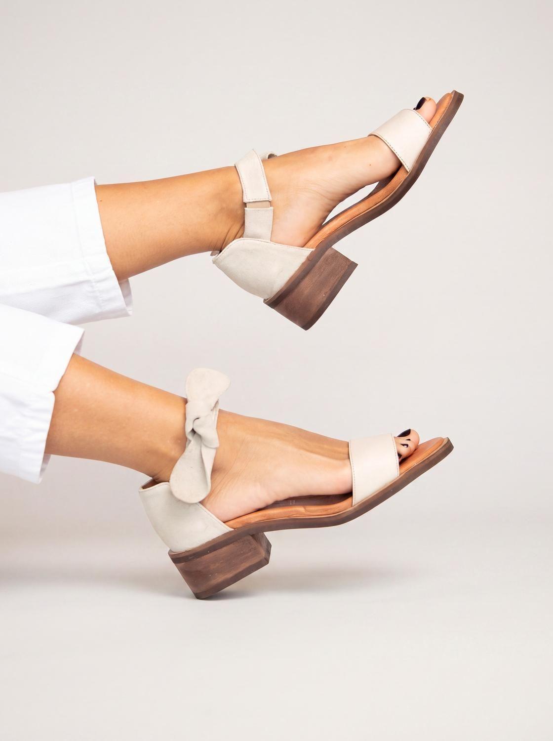 Sandalia Cuero Mujer Halieto Beige-5
