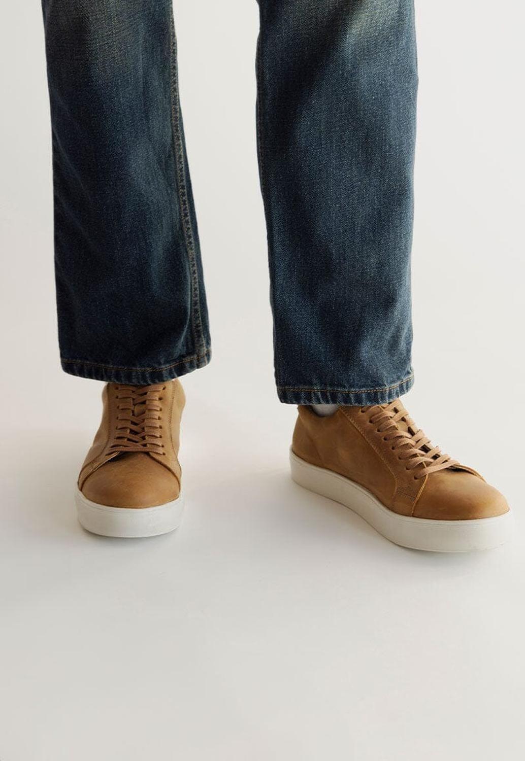 Zapatilla Hombre De Cuero Landa Camel C1-0