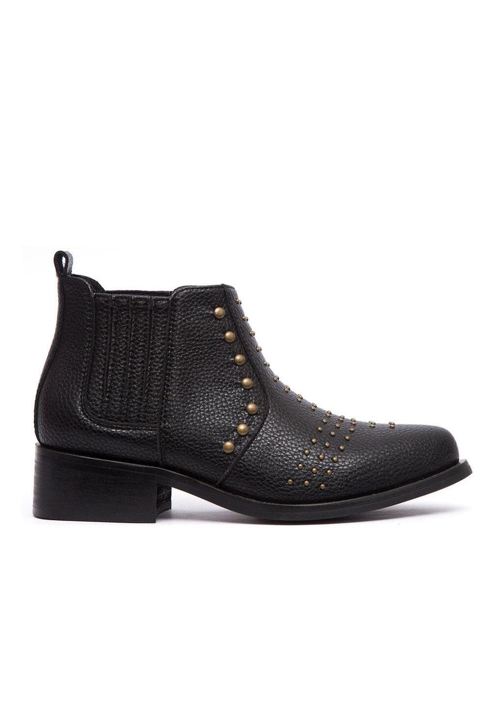 Botines Mujer De Cuero Yal Negro C16-0