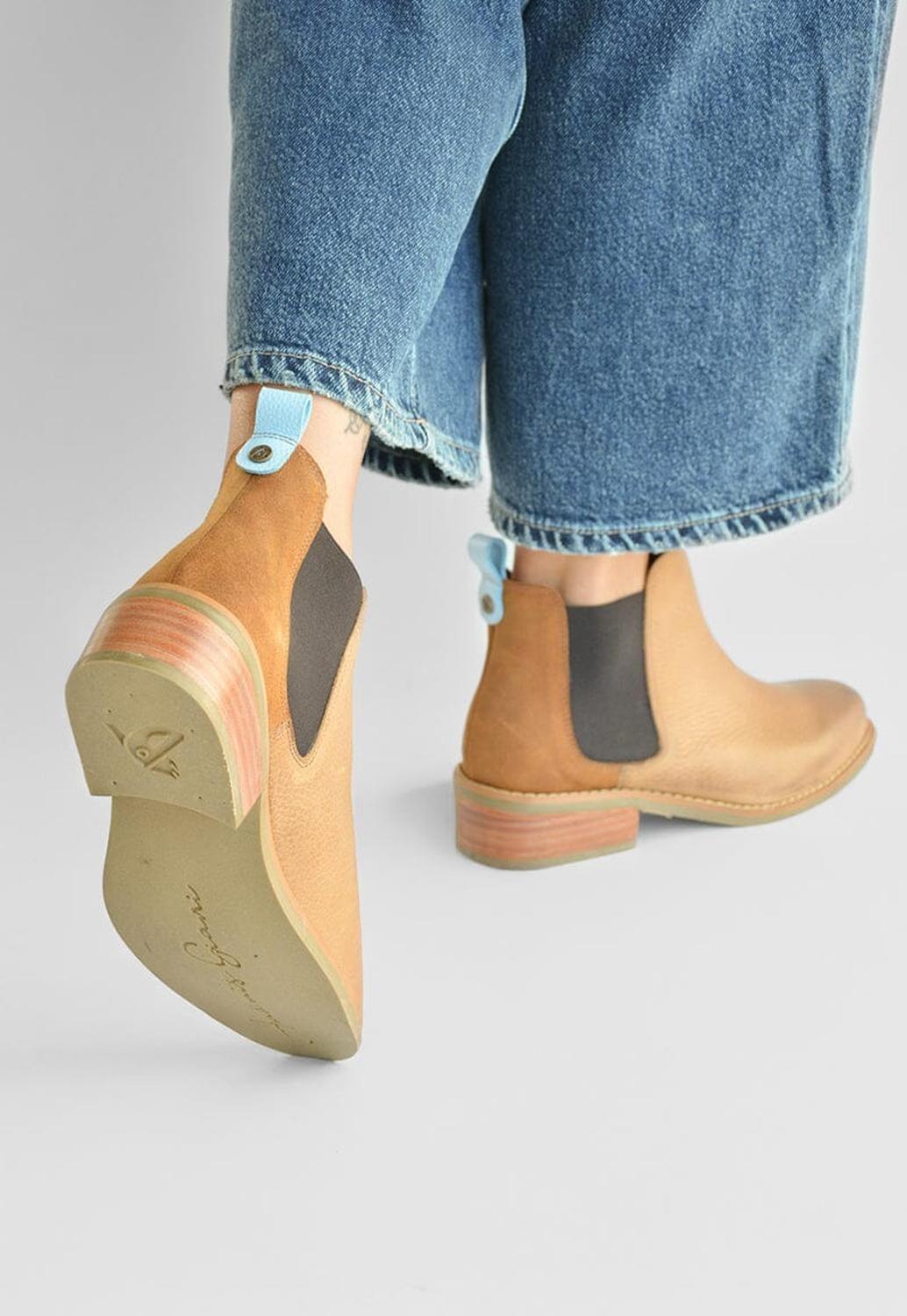 Botin Mujer De Cuero Tina Camel C2-6