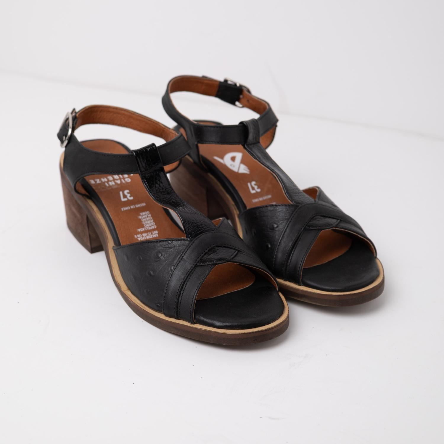 Sandalia Mujer Cuero  Parina Negro-1