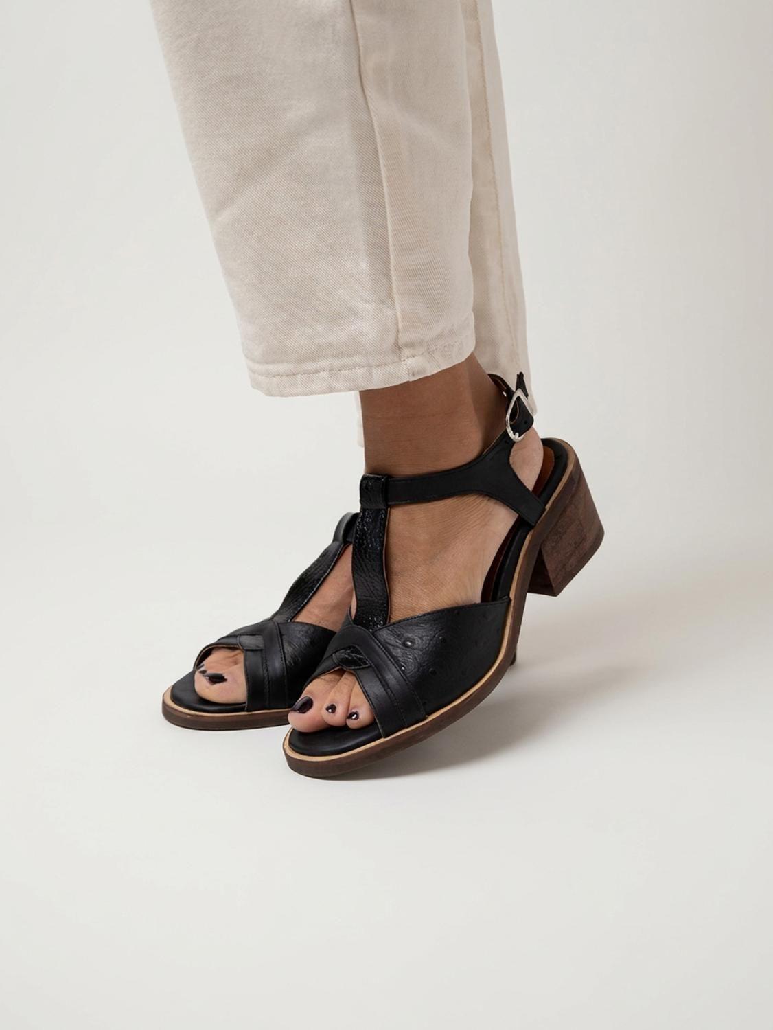 Sandalia Mujer Cuero  Parina Negro-4