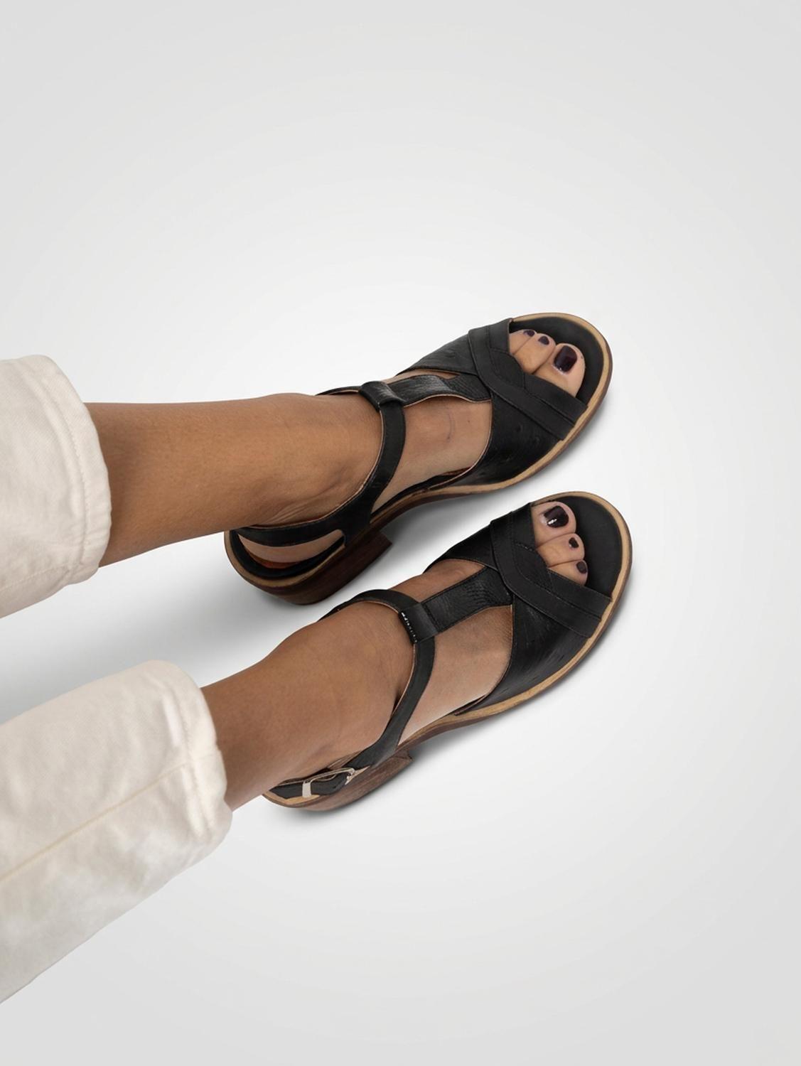 Sandalia Mujer Cuero  Parina Negro-5