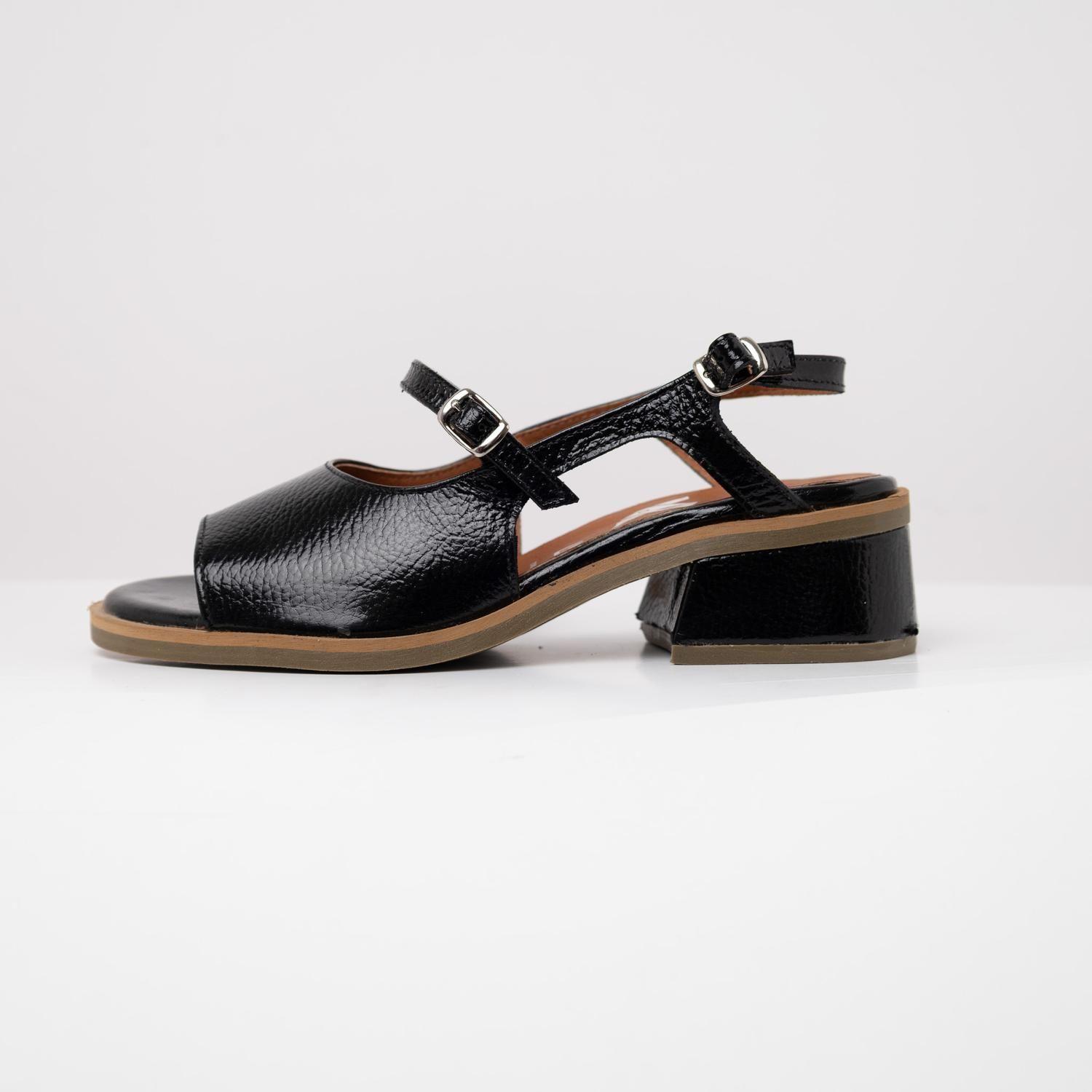 Sandalia Mujer Cuero  Solar Negro-2