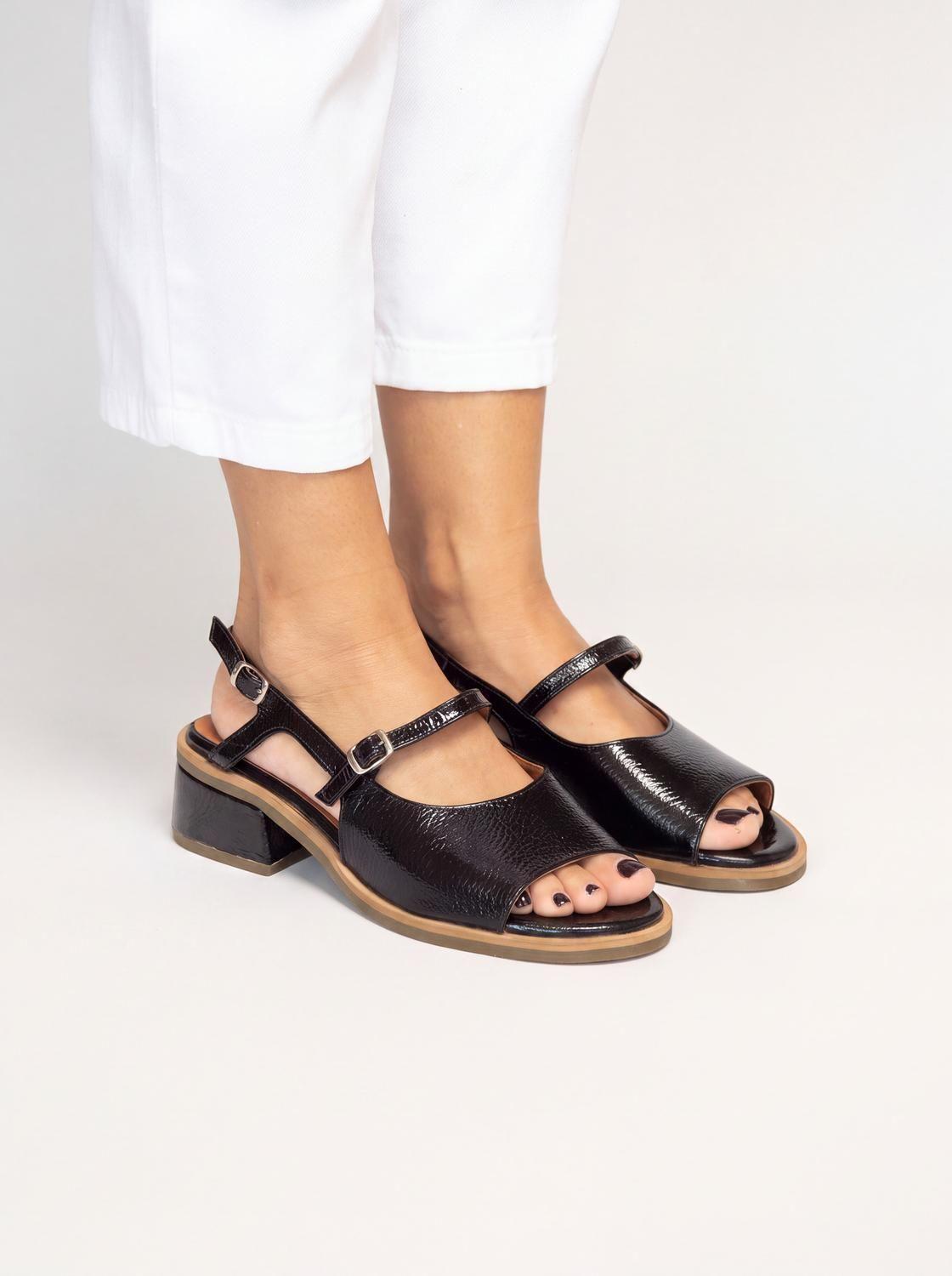 Sandalia Mujer Cuero  Solar Negro-3