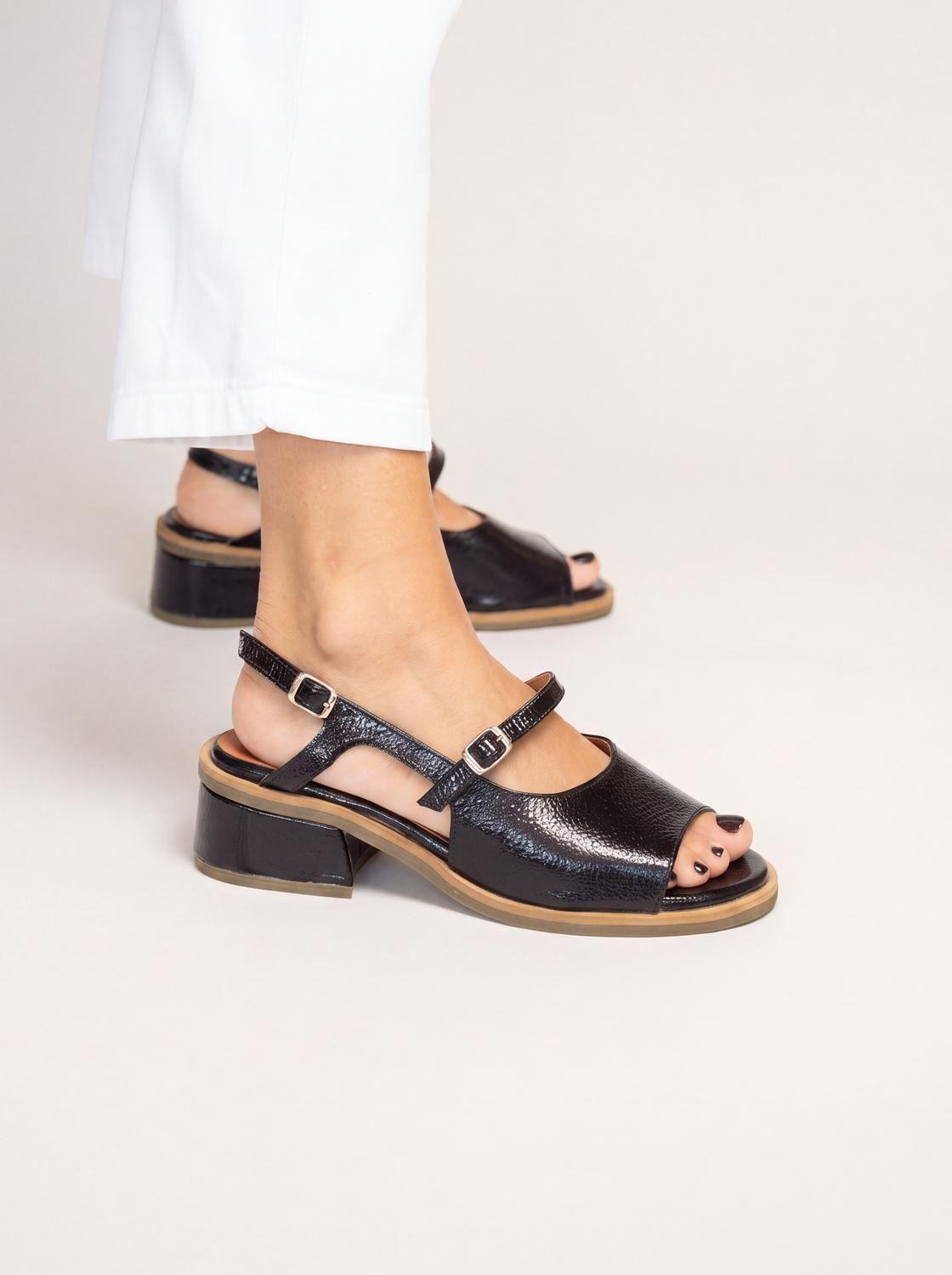 Sandalia Mujer Cuero  Solar Negro-4