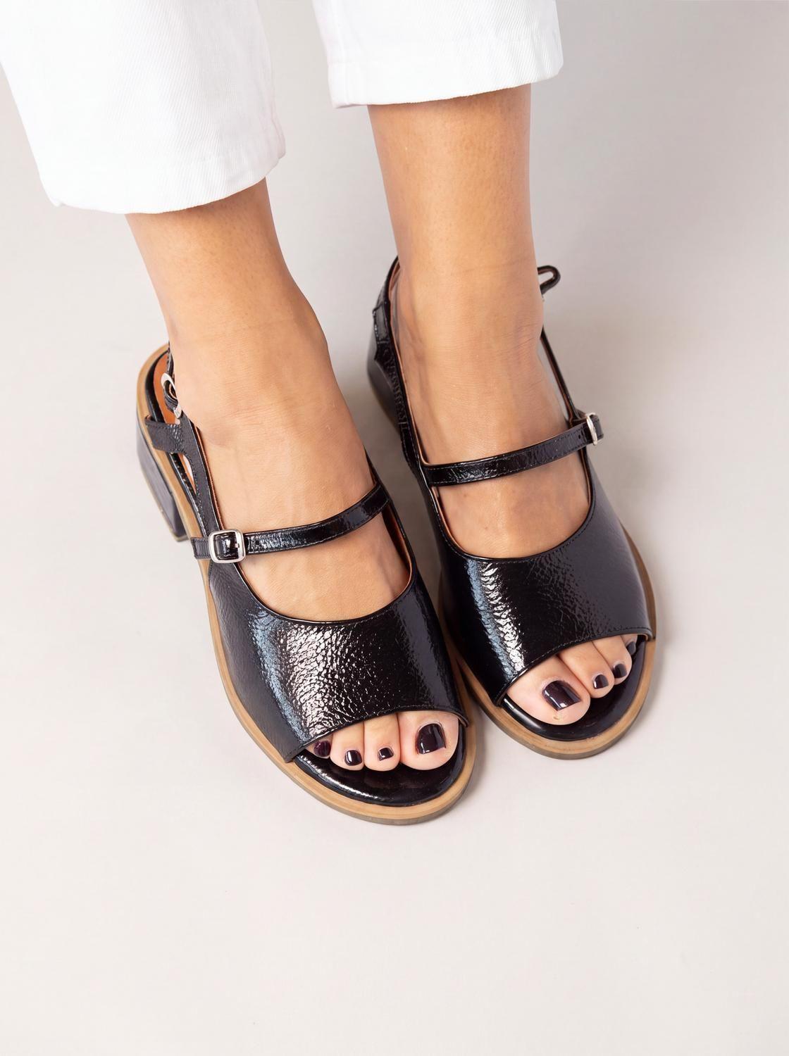 Sandalia Mujer Cuero  Solar Negro-6
