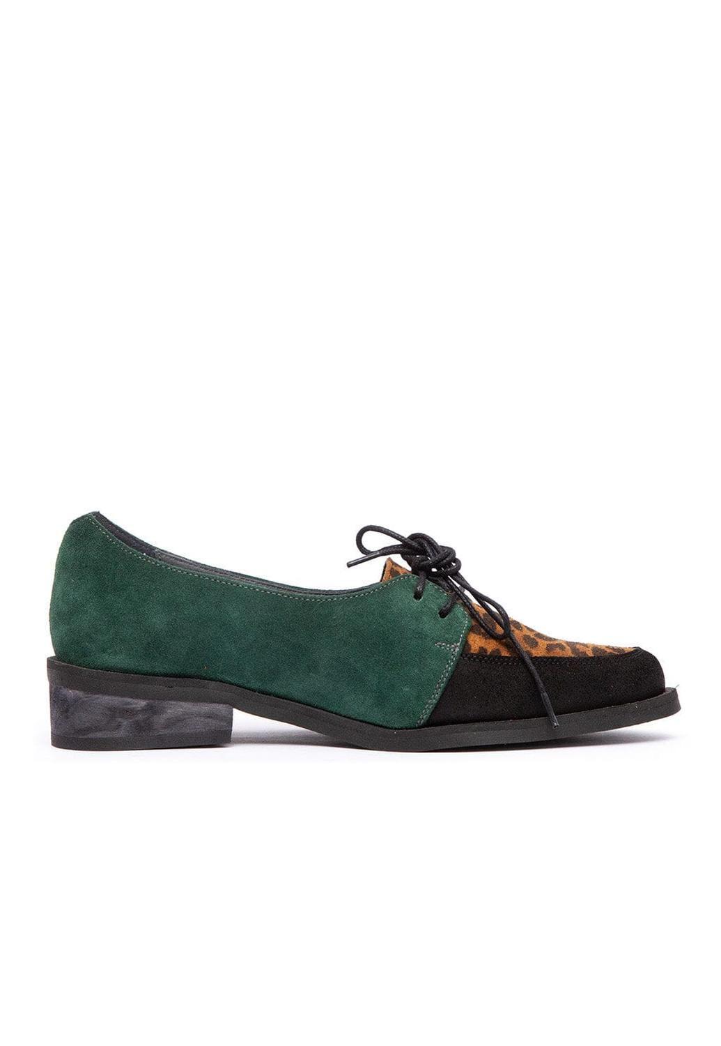 Zapato Mujer De Cuero Indira Verde Print C1-0