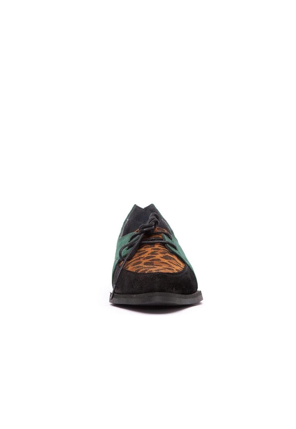 Zapato Mujer De Cuero Indira Verde Print C1-1