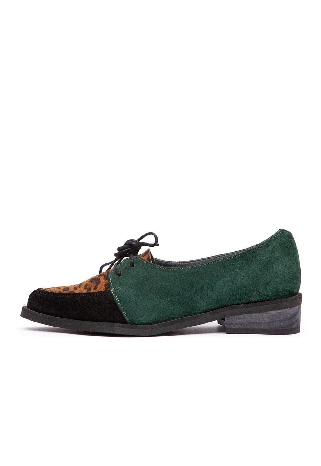 Zapato Mujer De Cuero Indira Verde Print C1-2