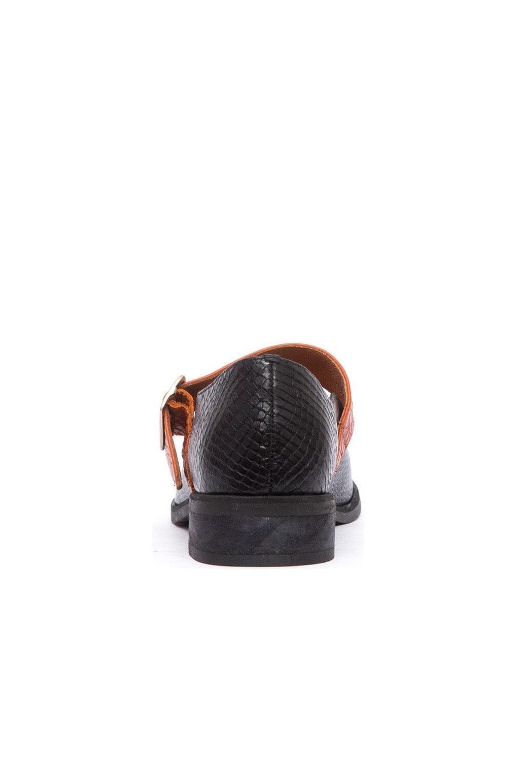 Zapato Mujer De Cuero Malala Negro Naranjo C2-4