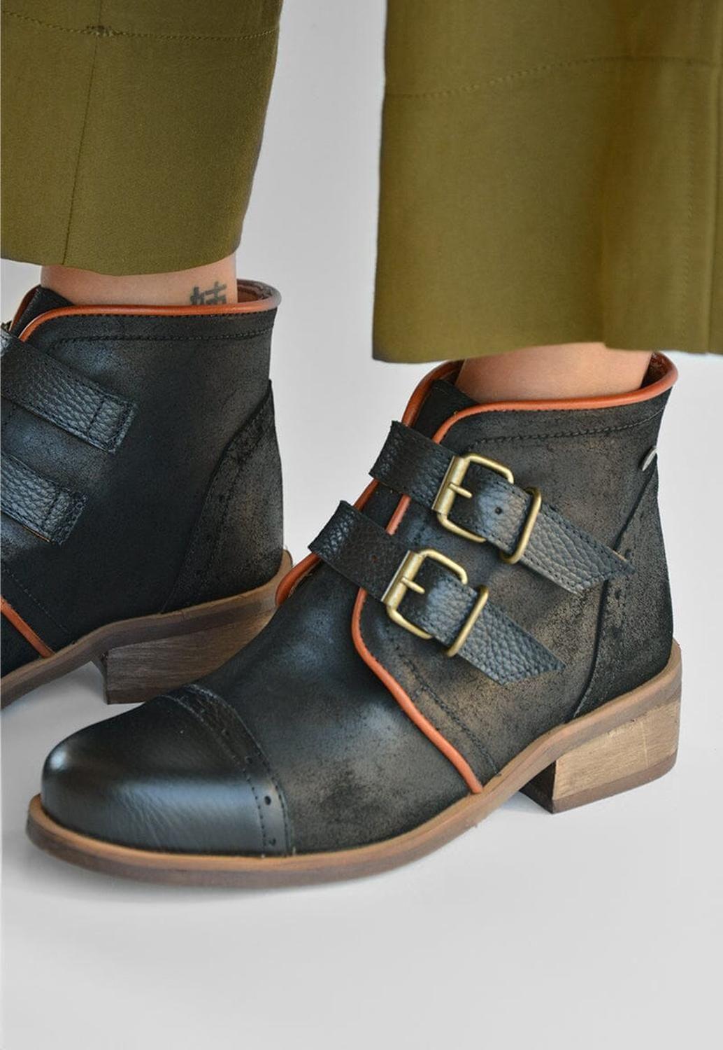 Botin Mujer De Cuero Judy Negro C1-6