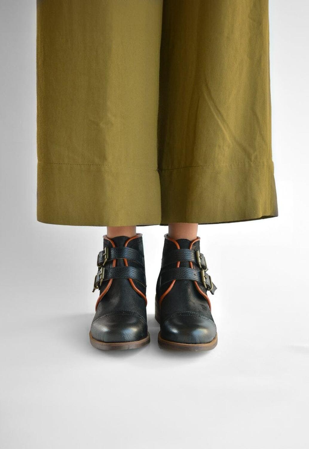 Botin Mujer De Cuero Judy Negro C1-7