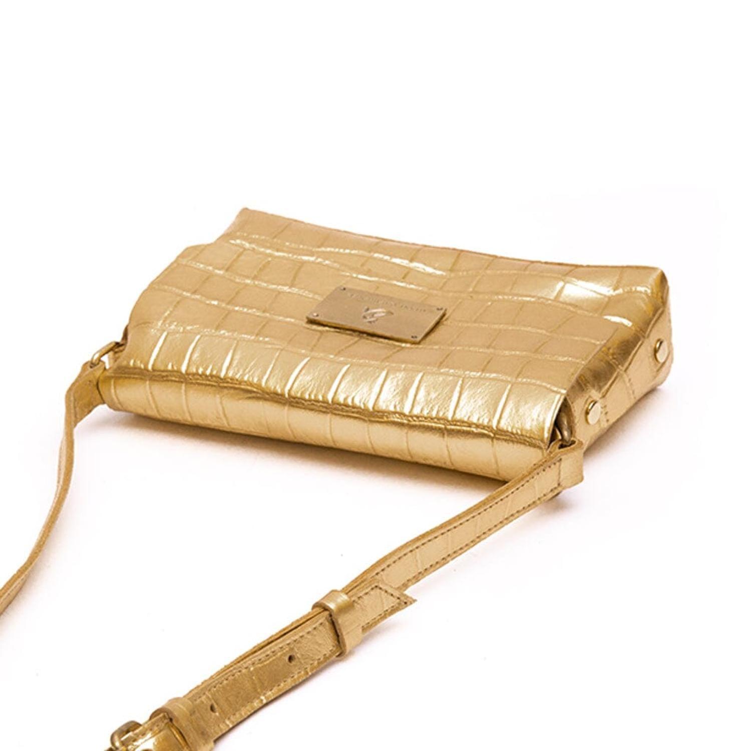 Bandolera Mujer De Cuero Gaia Dorado C2-2