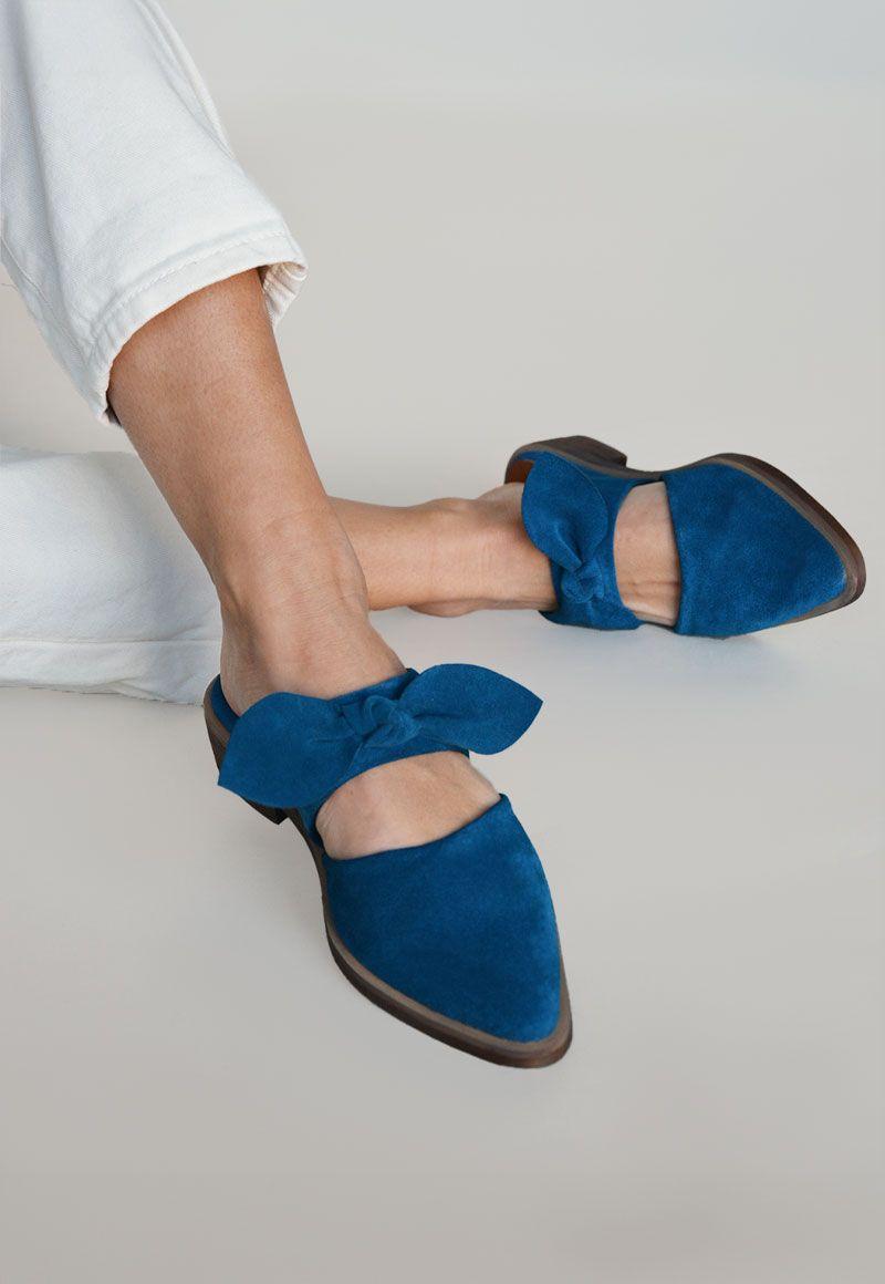 Babucha De Cuero Abedul C4 Azul Giani Dafirenze-1