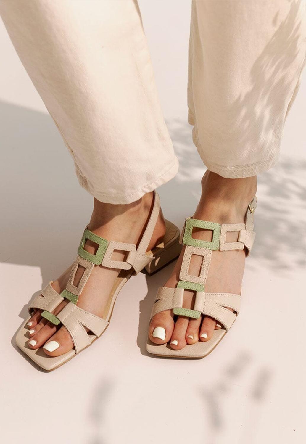 Sandalia Mujer / Bora Beige Verde-2