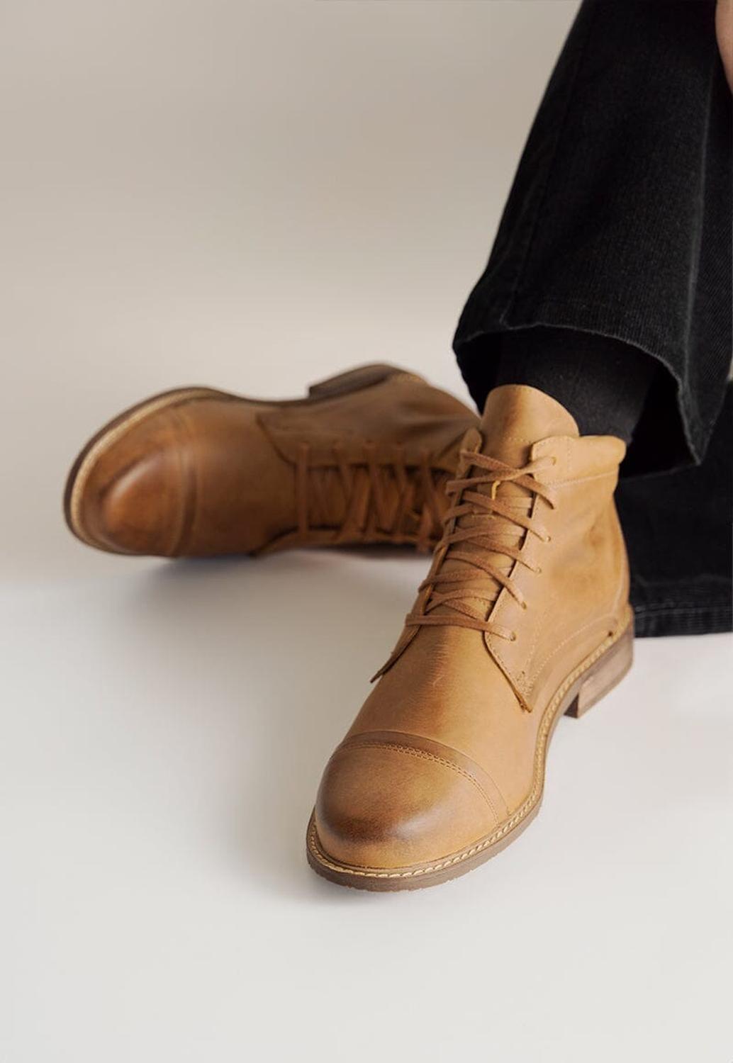 Botin Hombre De Cuero Elias Camel C1-7