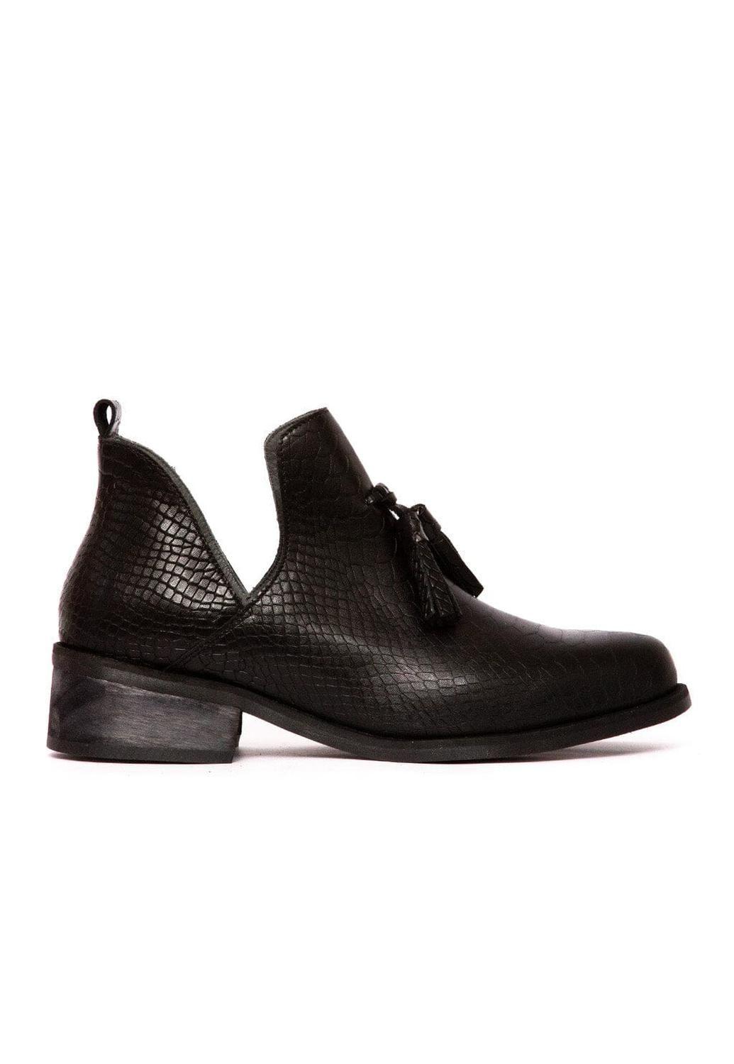 Botin Mujer De Cuero Adriana Negro C8-1