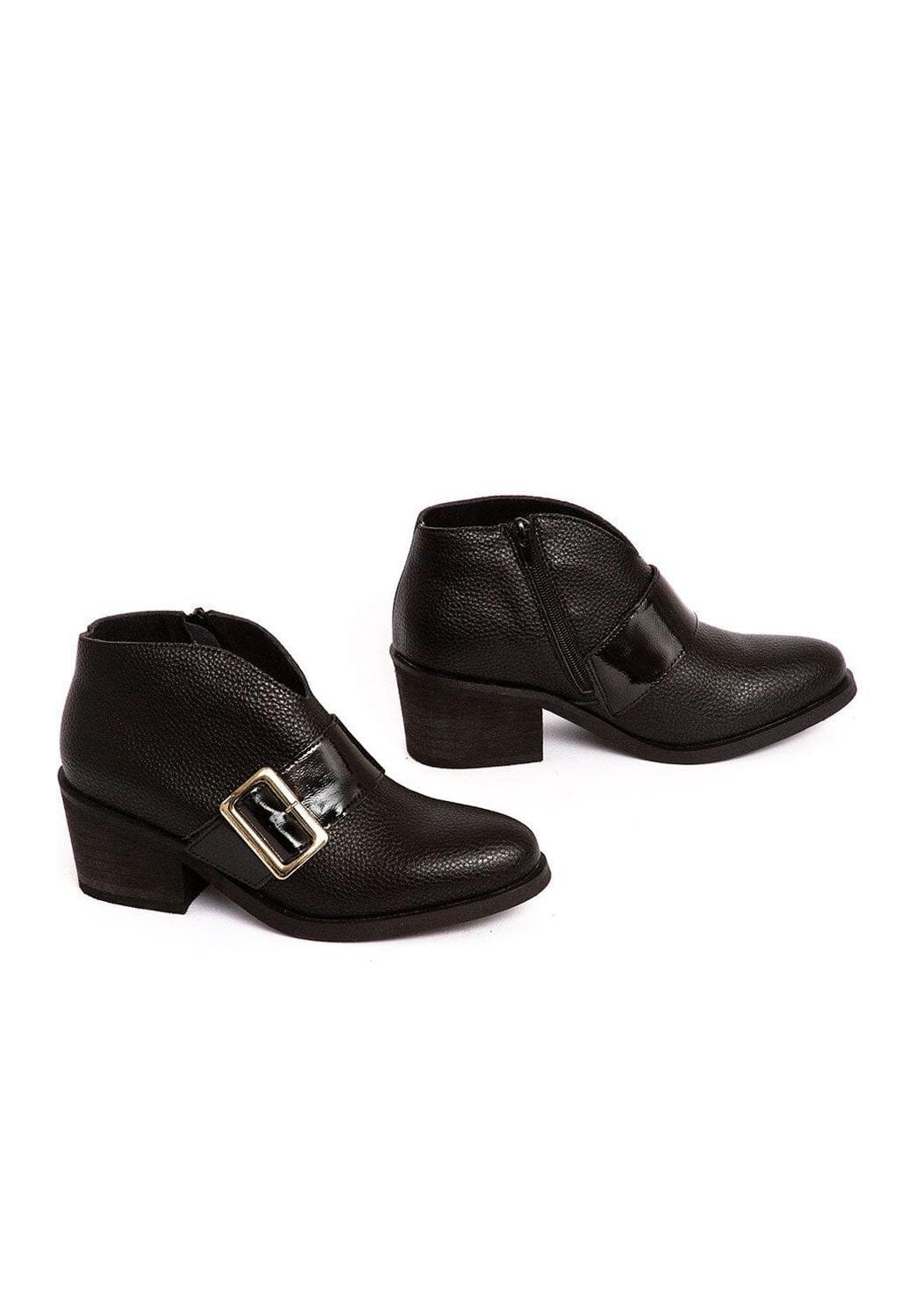 Botines Mujer De Cuero Focha Negro C13-5