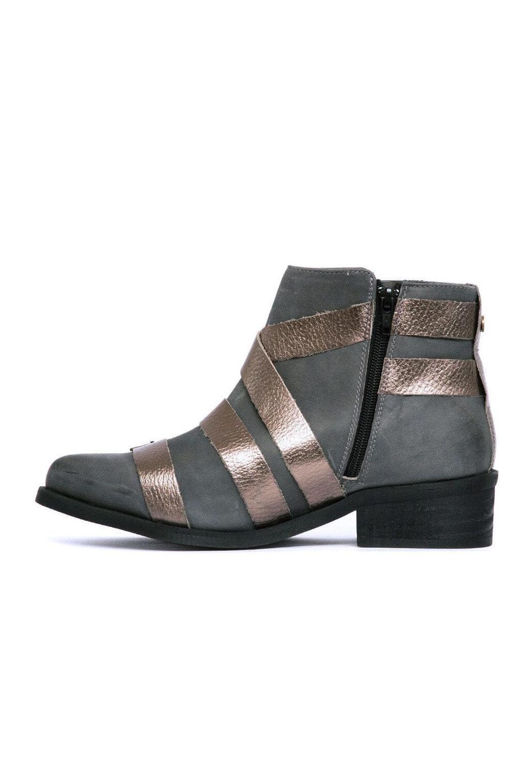Botin Mujer De Cuero Zaha Gris C2-3