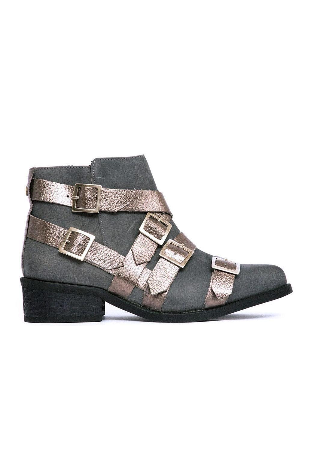 Botin Mujer De Cuero Zaha Gris C2-0