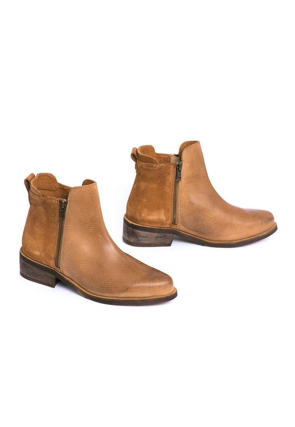 Botin Mujer De Cuero Lena Camel C2-5