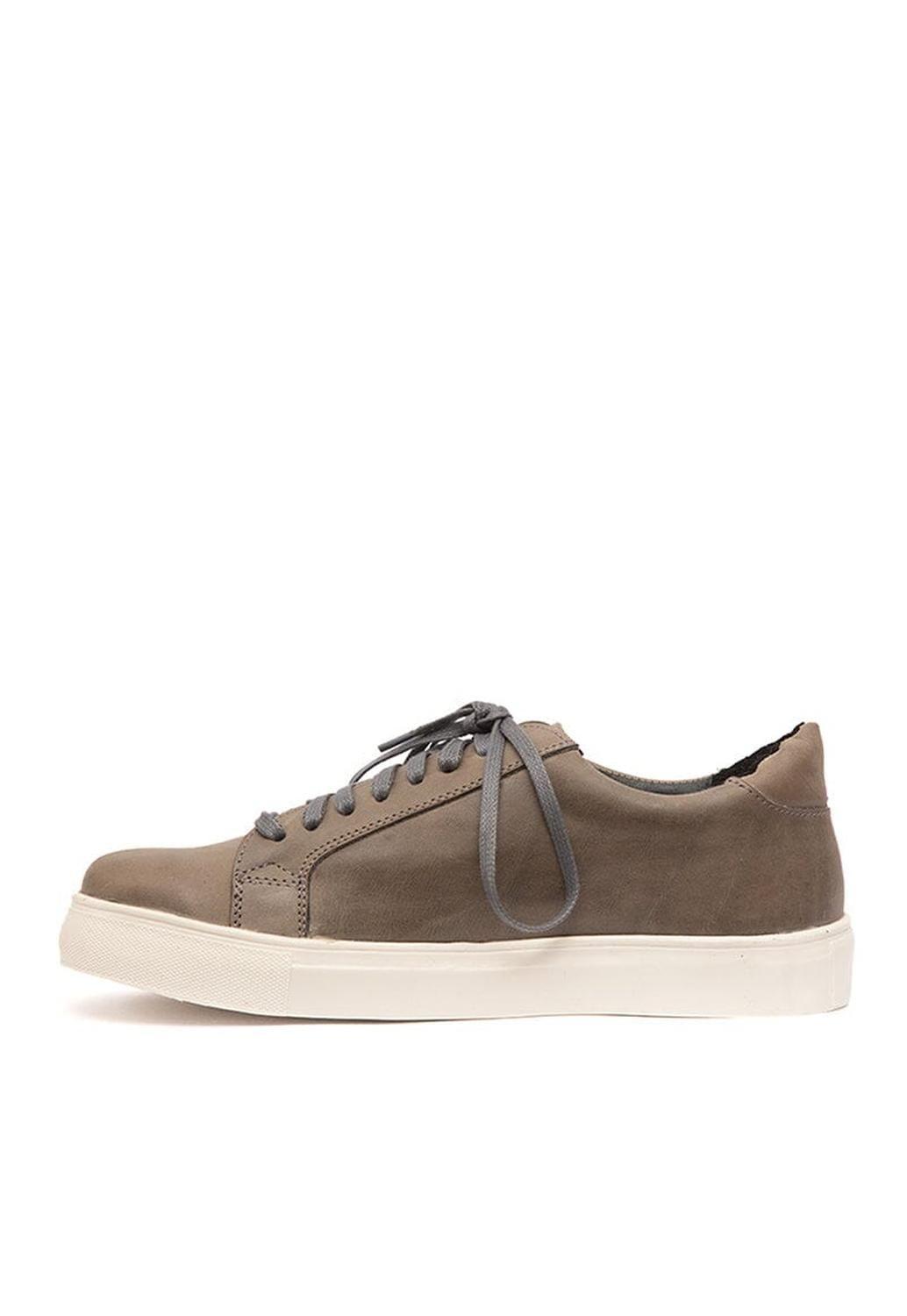 Zapatilla Hombre De Cuero Landa Gris C2-2