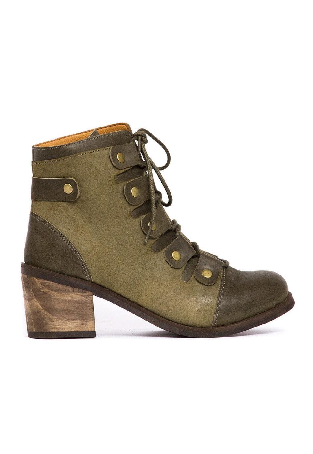 Botin Mujer De Cuero Ati Verde C20-0