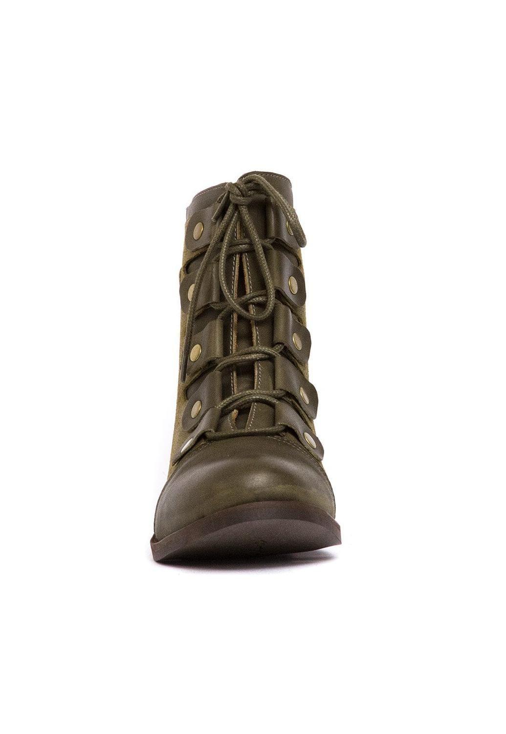 Botin Mujer De Cuero Ati Verde C20-1