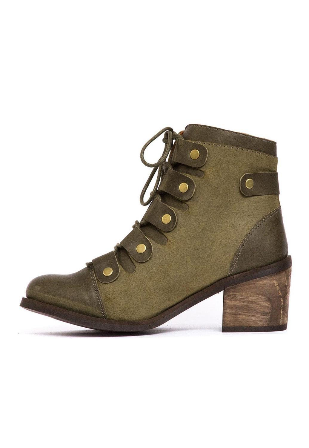 Botin Mujer De Cuero Ati Verde C20-2
