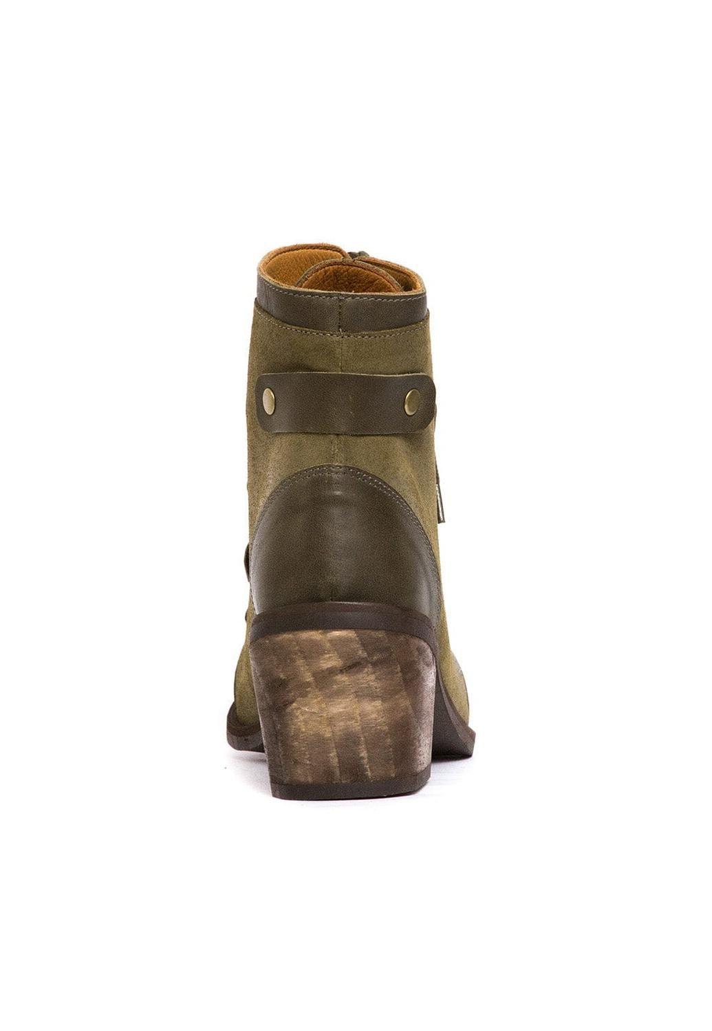 Botin Mujer De Cuero Ati Verde C20-3