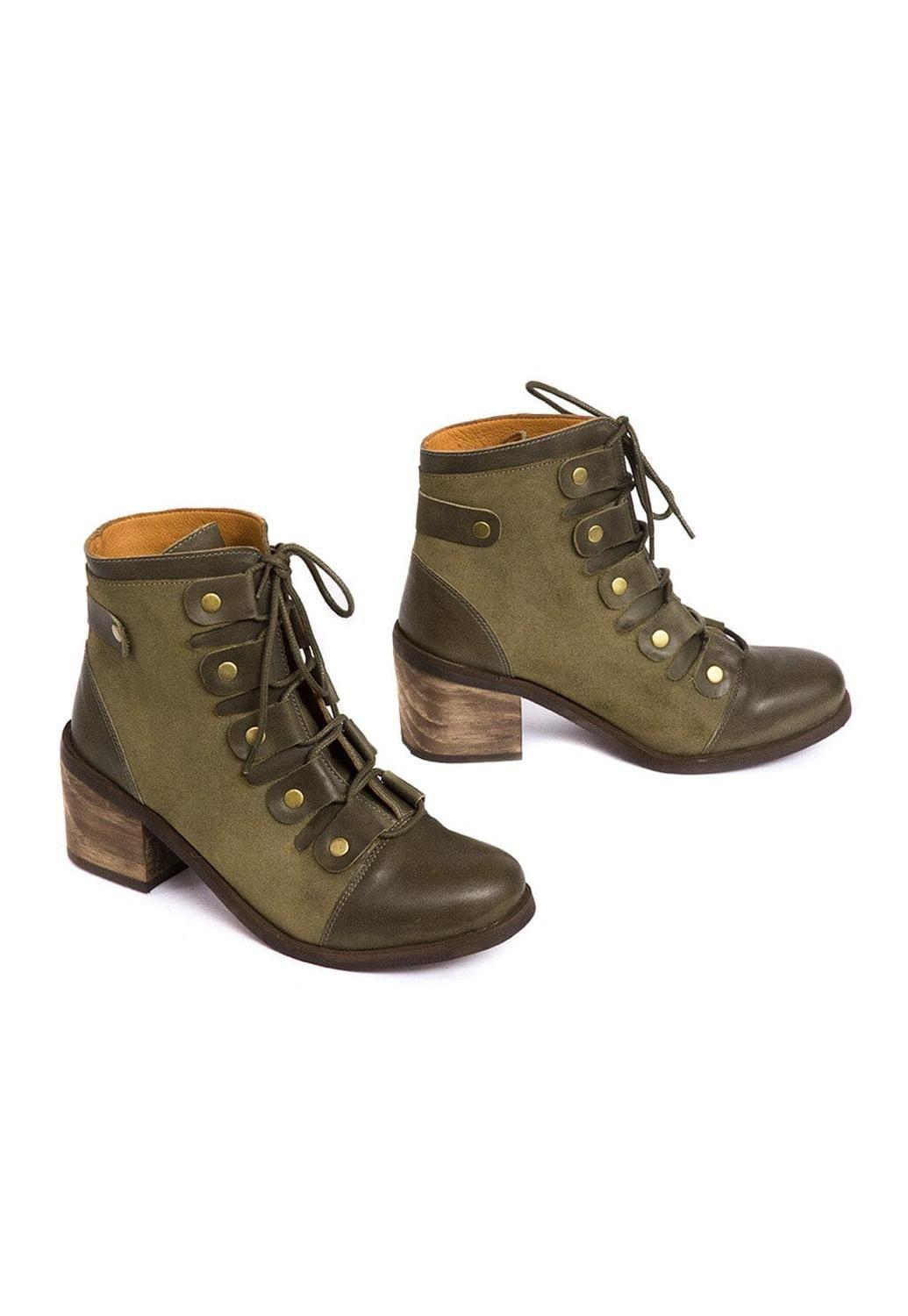 Botin Mujer De Cuero Ati Verde C20-4