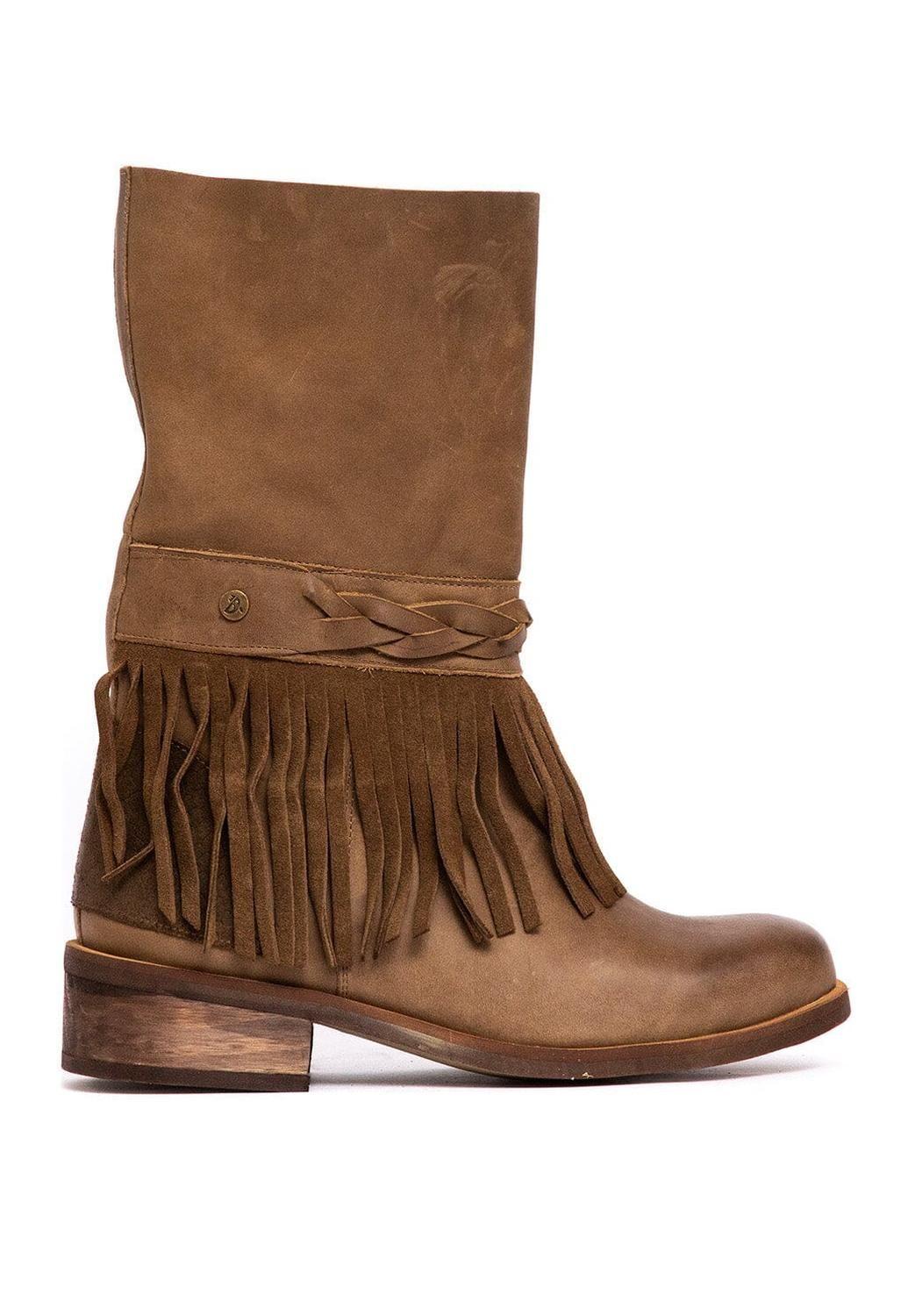 Bota Mujer De Cuero Teodora Taupe C2-1