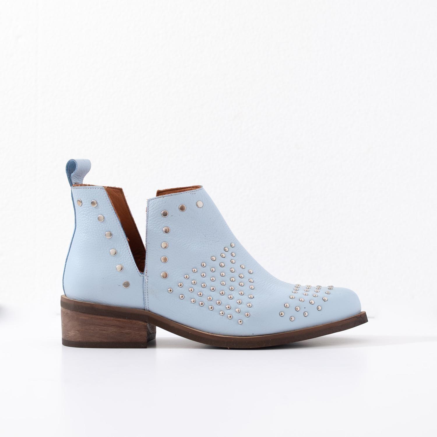 Botin Mujer  Cuero Mujer  Charra Celeste-0