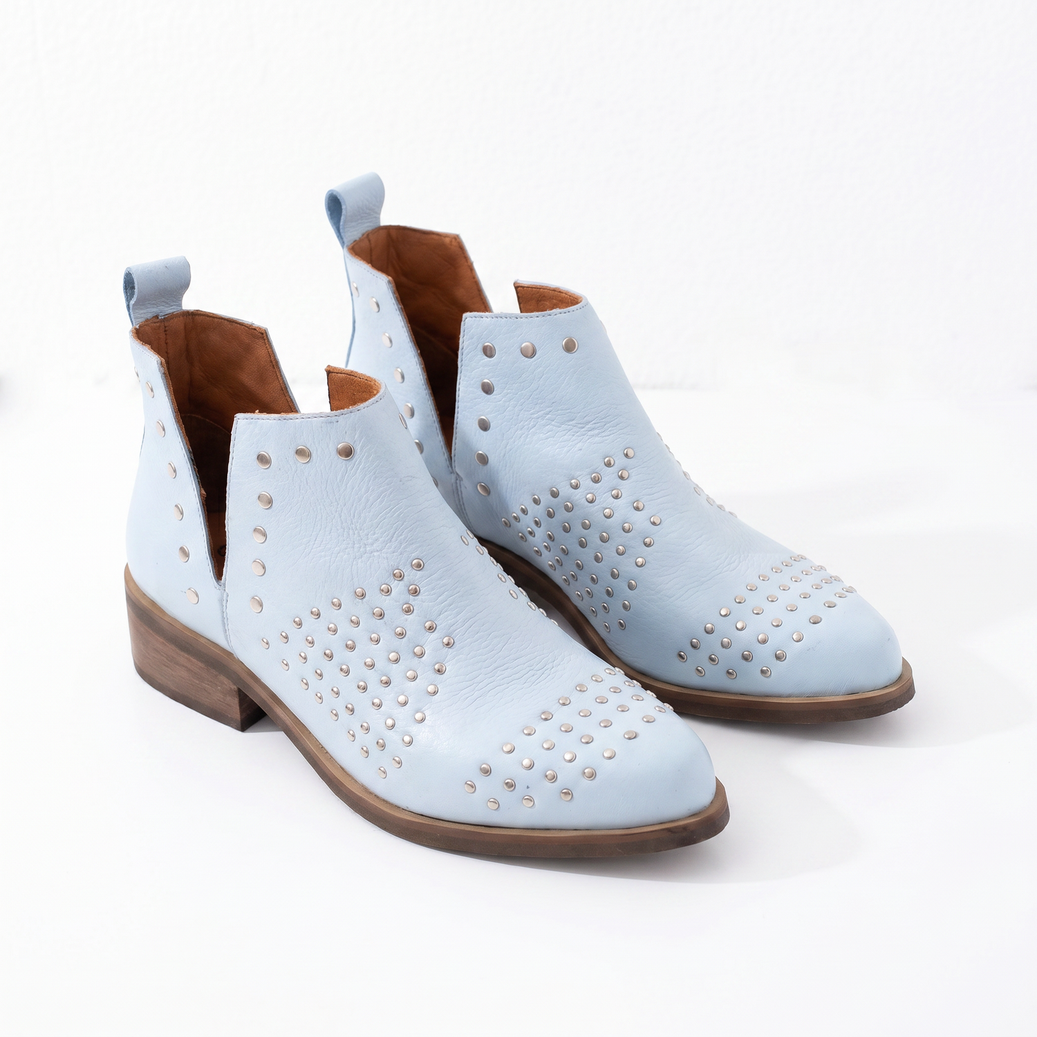 Botin Mujer  Cuero Mujer  Charra Celeste-1