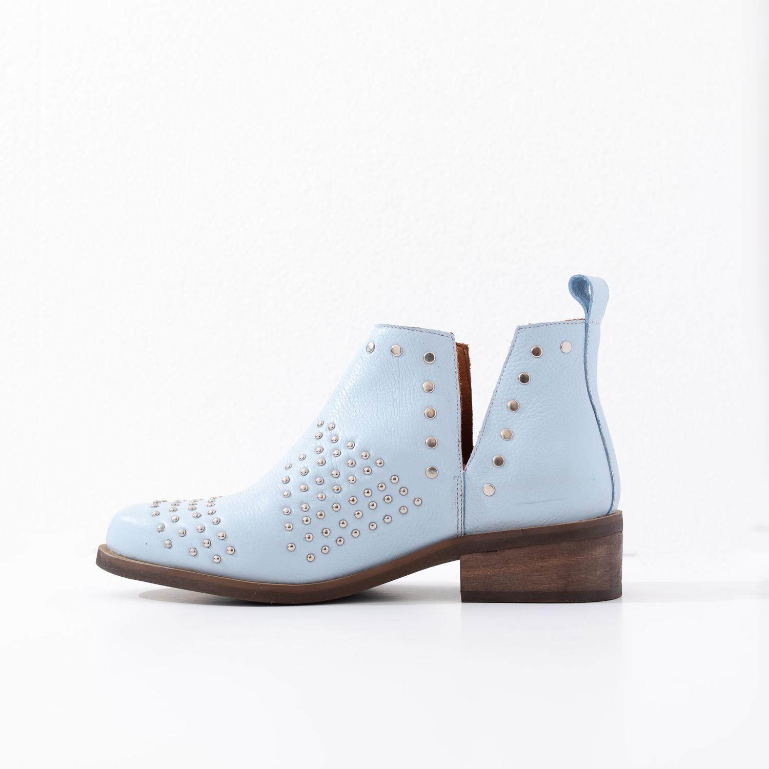 Botin Mujer  Cuero Mujer  Charra Celeste-2