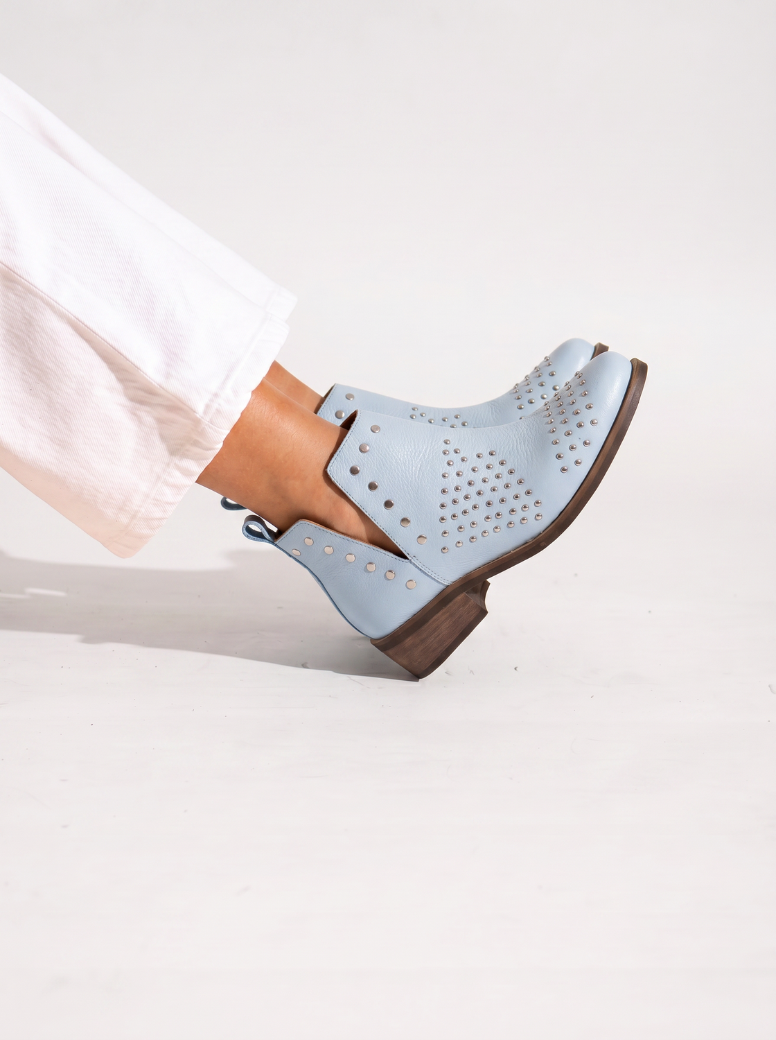 Botin Mujer  Cuero Mujer  Charra Celeste-3