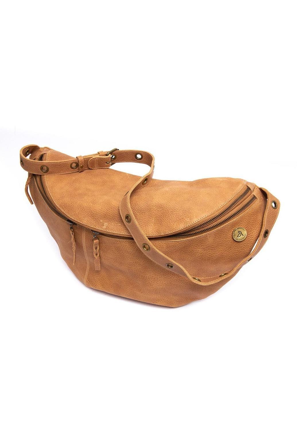 Maxi Banano Mujer De Cuero Atenea Camel C4-2