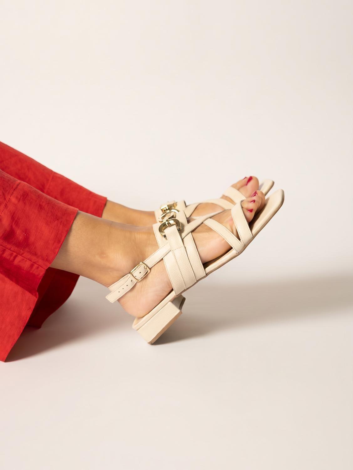 Sandalia Cuero Mujer  Risco Beige-5